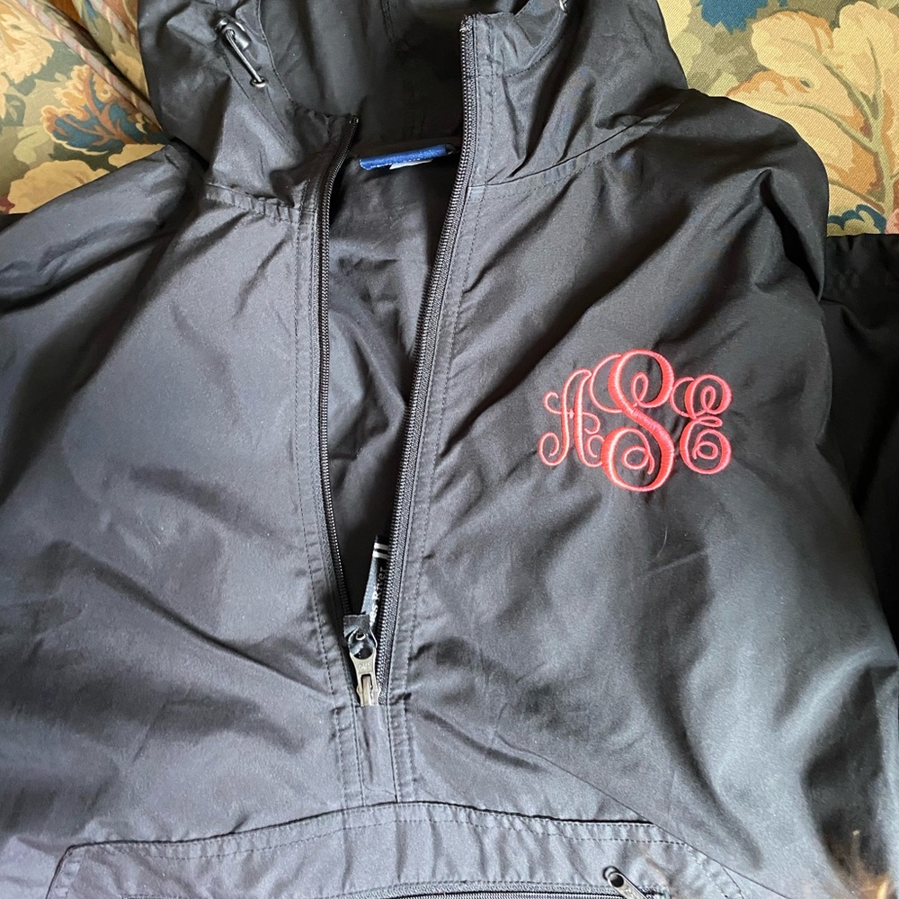 Long Sleeve Monnogramed Rain Jacket